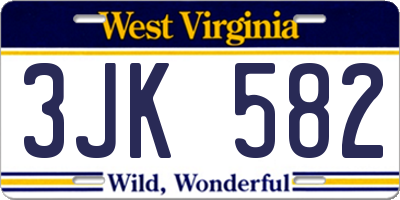 WV license plate 3JK582