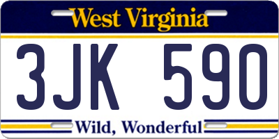 WV license plate 3JK590