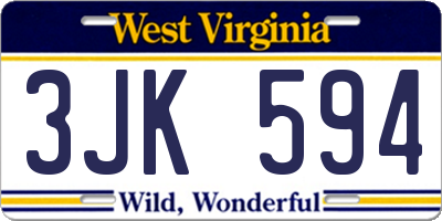 WV license plate 3JK594