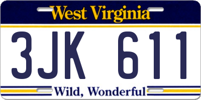 WV license plate 3JK611