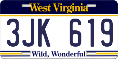 WV license plate 3JK619