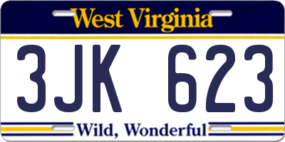 WV license plate 3JK623