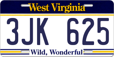 WV license plate 3JK625