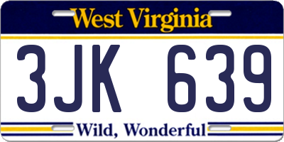 WV license plate 3JK639