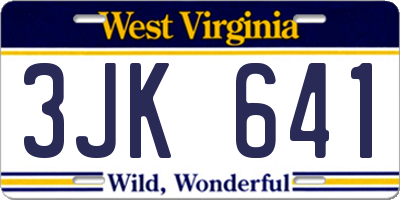 WV license plate 3JK641