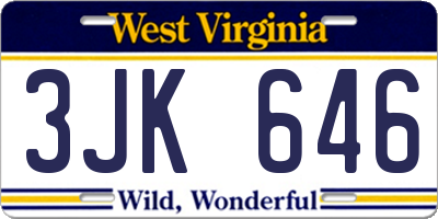 WV license plate 3JK646