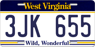 WV license plate 3JK655