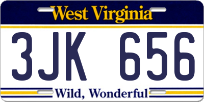 WV license plate 3JK656