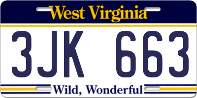 WV license plate 3JK663
