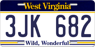 WV license plate 3JK682