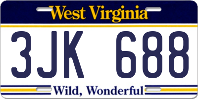 WV license plate 3JK688