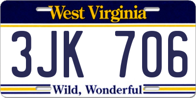 WV license plate 3JK706