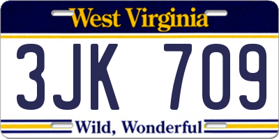 WV license plate 3JK709