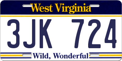 WV license plate 3JK724