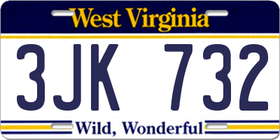 WV license plate 3JK732