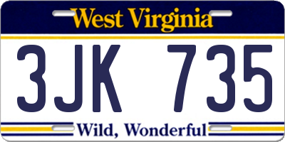WV license plate 3JK735