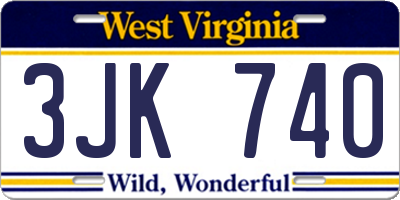 WV license plate 3JK740