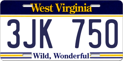 WV license plate 3JK750