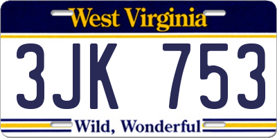 WV license plate 3JK753