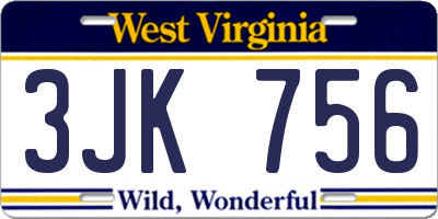 WV license plate 3JK756