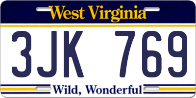 WV license plate 3JK769
