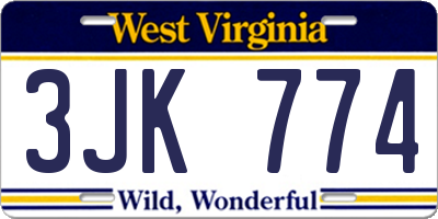 WV license plate 3JK774