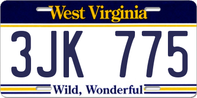 WV license plate 3JK775