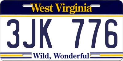 WV license plate 3JK776