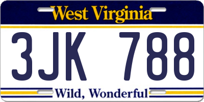 WV license plate 3JK788