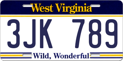 WV license plate 3JK789