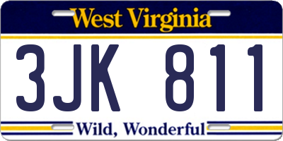 WV license plate 3JK811