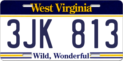 WV license plate 3JK813