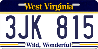 WV license plate 3JK815