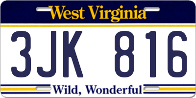 WV license plate 3JK816