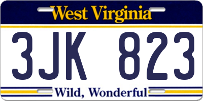 WV license plate 3JK823