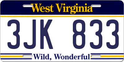 WV license plate 3JK833