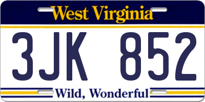 WV license plate 3JK852