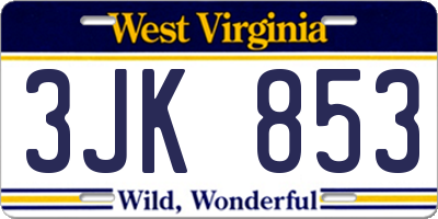 WV license plate 3JK853