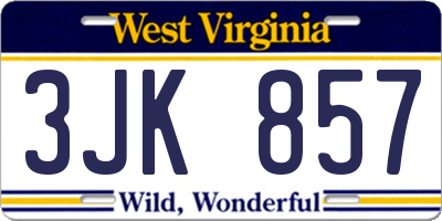 WV license plate 3JK857