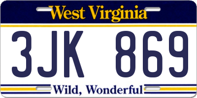 WV license plate 3JK869