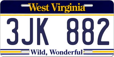 WV license plate 3JK882