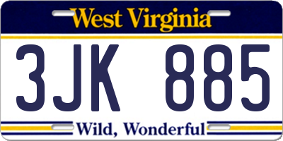 WV license plate 3JK885