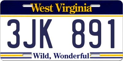WV license plate 3JK891
