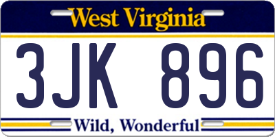WV license plate 3JK896