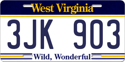 WV license plate 3JK903