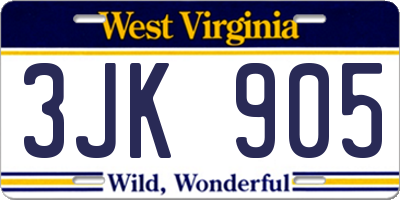 WV license plate 3JK905