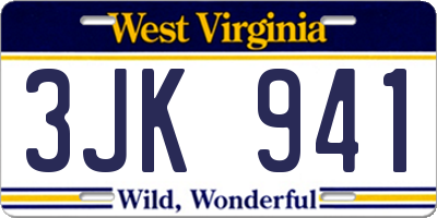 WV license plate 3JK941