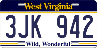 WV license plate 3JK942
