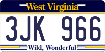 WV license plate 3JK966