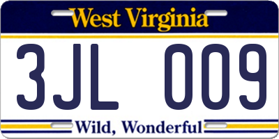 WV license plate 3JL009
